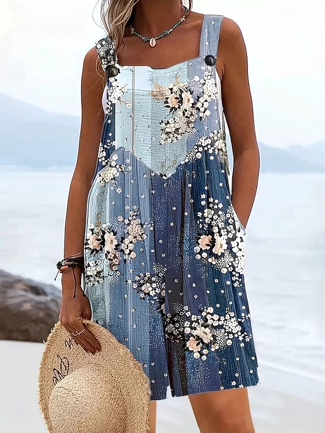 Breezy Strap Sleeveless Jumpsuit - Florales Herbstshighlight aus Elastan-Rayon-Mix