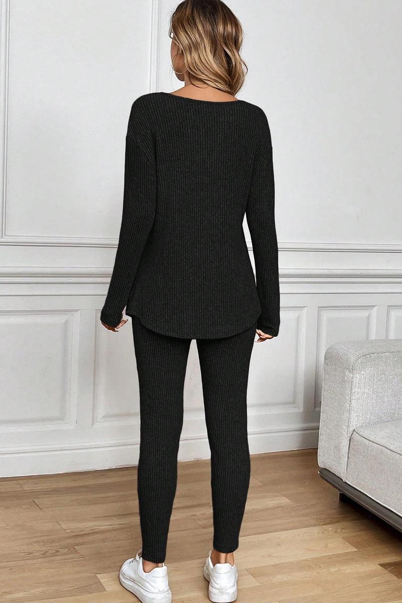 Winter Loungewear Set Schwarz – Kuscheliges Zweiteiler Outfit