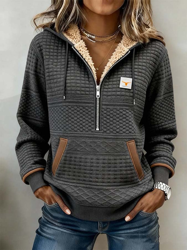 Kuscheliges Damen Teddy Hoodie Dunkelgrau für kalte Wintertage