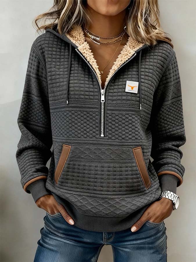 Kuscheliges Damen Teddy Hoodie Dunkelgrau für kalte Wintertage