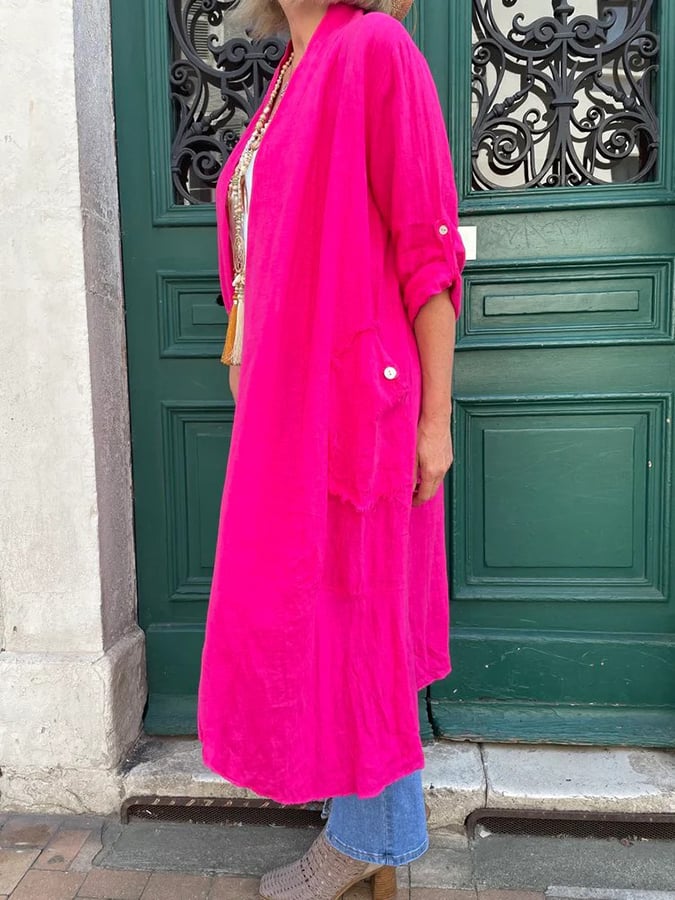 Langer pinker Winter Cardigan – warm, stylish, alltagstauglich