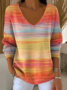 Elegant V-Neck Long Sleeve Top - Herbstshafter Stil & Komfort
