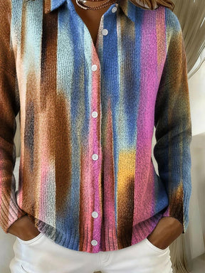 Bunter Winter Cardigan Damen warm kuschelig Strickjacke