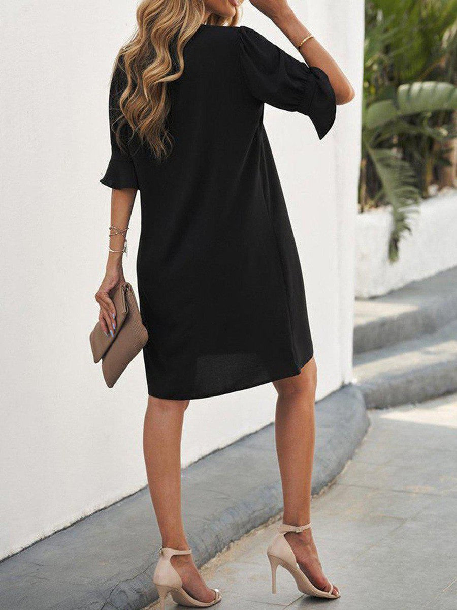 Herbstsbegleiter 'One for the Ages' Schwarzes Shift-Kleid - Vielseitig & Komfortabel