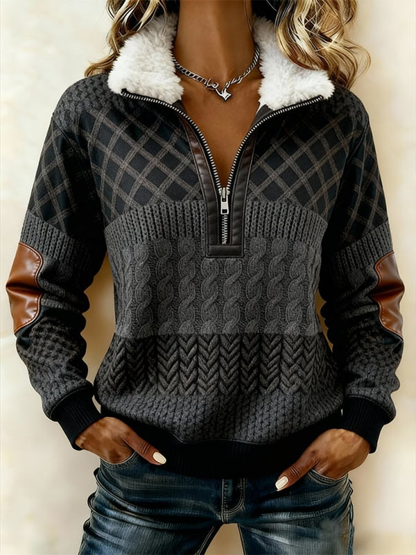 Kuscheliges Winter Sweatshirt Herren Fleece Stehkragen Anthrazit