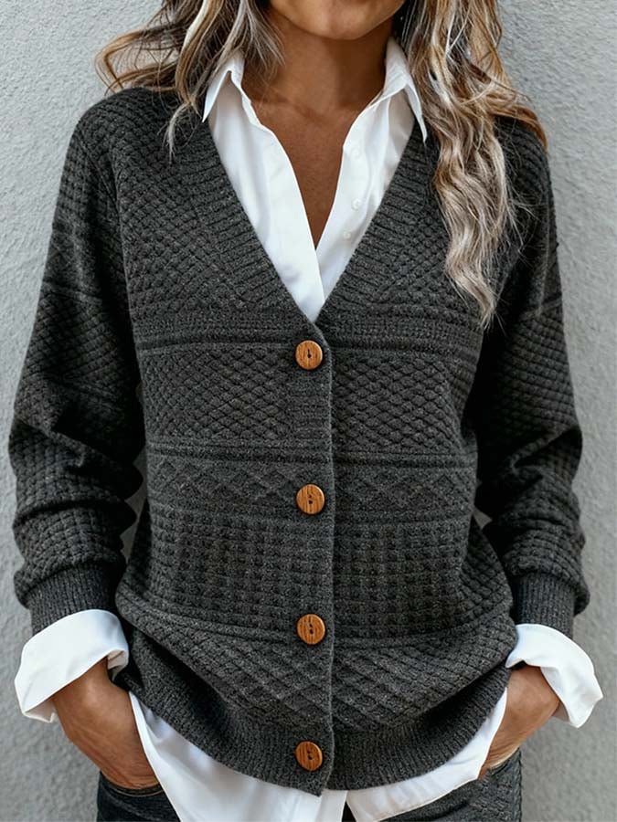 Warmer Damen Cardigan Anthrazit – Lässiger Winter Strickmantel