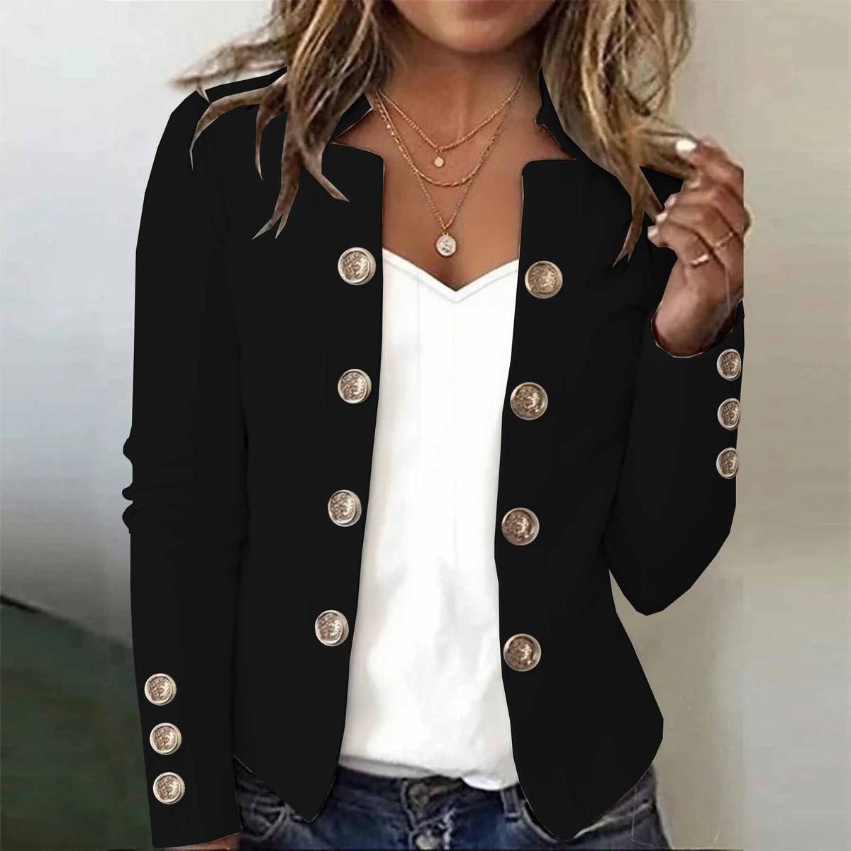 Stilvolle Collarless Long Sleeve Jacke - Perfekt für den Herbst