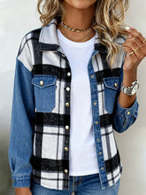 Warme Denim-Karo Winterjacke Damen – Casual Streetstyle