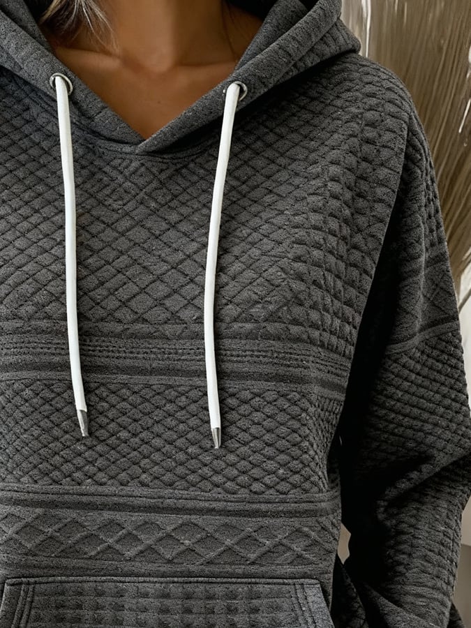 Damen Winter Hoodie Dunkelgrau Kuschelig Warm S-5XL