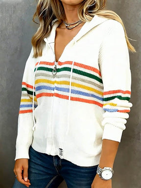 Winter Hoodie Damen kuschelig bunt mit Kapuze und Zipper