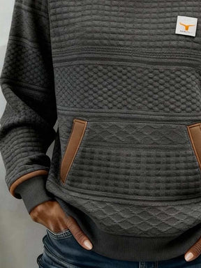 Kuscheliger Winter Damen Pullover grau braun mit Kängurutasche