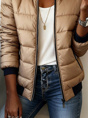 Warme Stepp Winterjacke Beige Damen – Leicht & Elegant