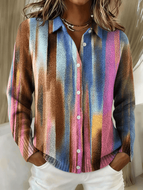 Bunter Winter Cardigan Damen warm kuschelig Strickjacke