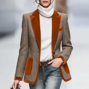 Winter Samtblazer Braun Retro Chic – Wärmender Damen Blazer