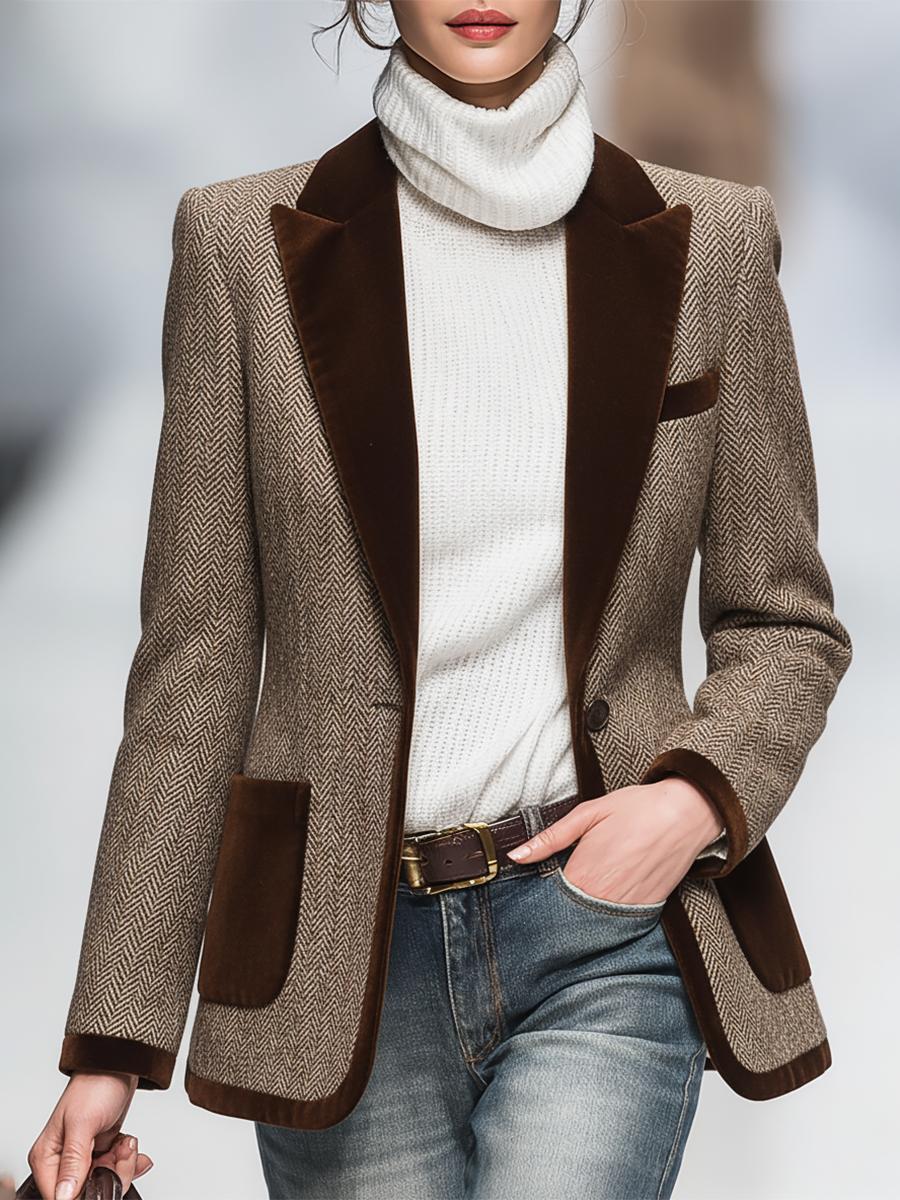 Winterlicher Samt-Blazer im Retro-Stil: Elegant & Warm für die kalte Jahreszeit
