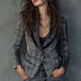 Winterlicher Luxus Samt-Blazer im Grau-Karo-Design - Elegant & Modern