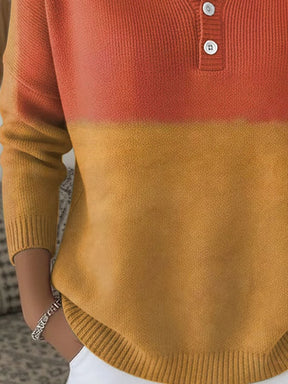 Damen Winter Strick Bluse Orange Gold – Warmes Casual Top