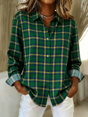 Winter Damen Hemd kariert locker warm Casual Faux Leinen