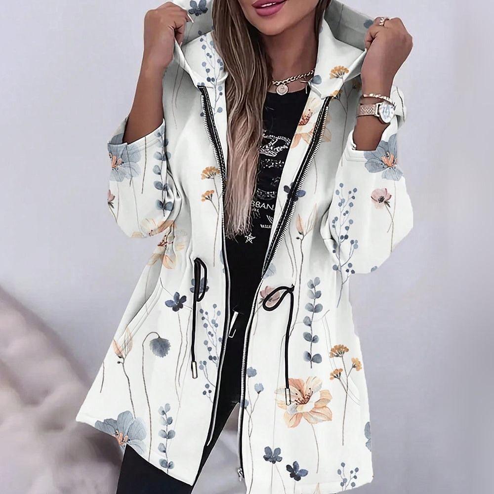 Stylish Floral Print Hoodie - Herbstsmode mit Komfort & Stil
