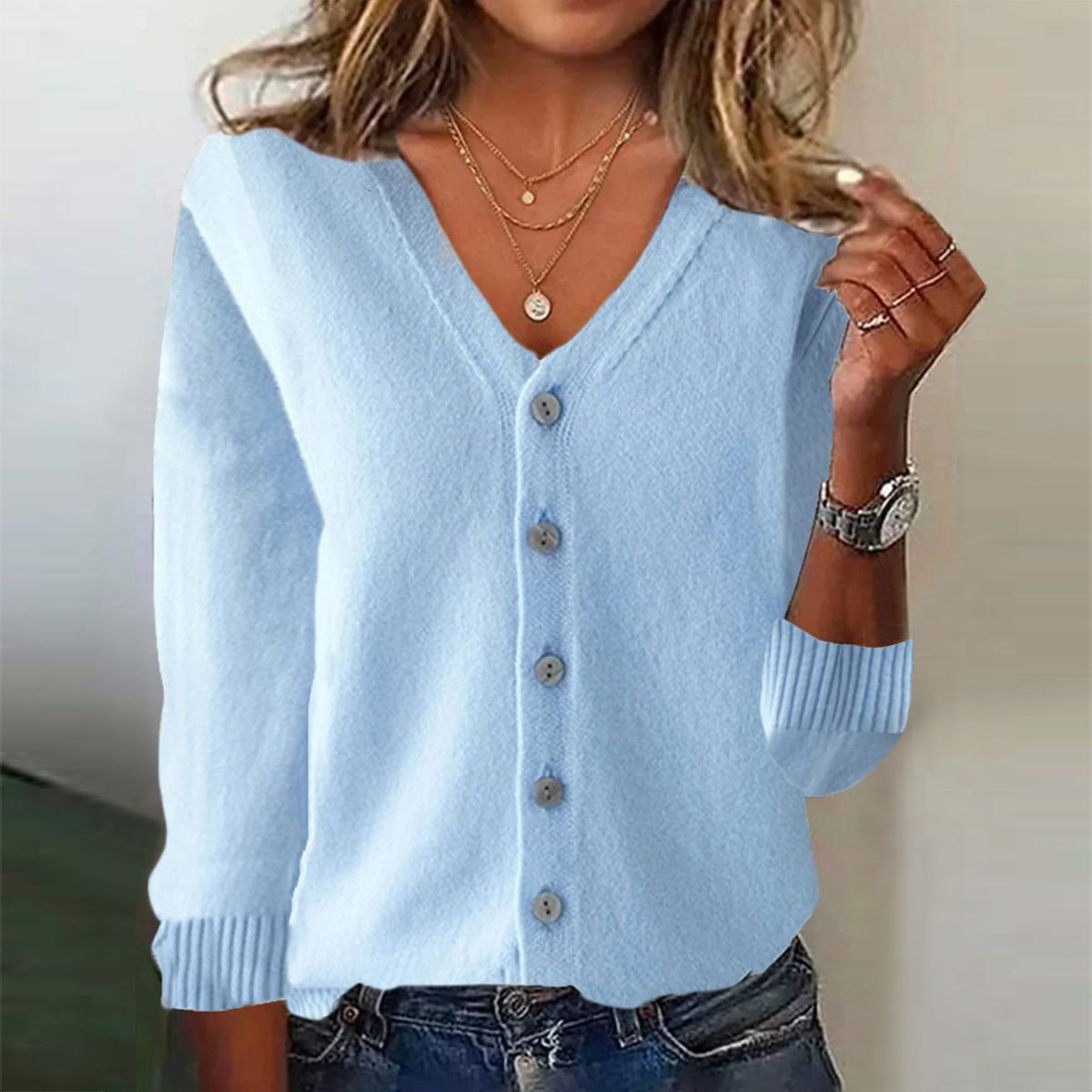 Herbstshafter V-Ausschnitt Cardigan für Alltag & Abend