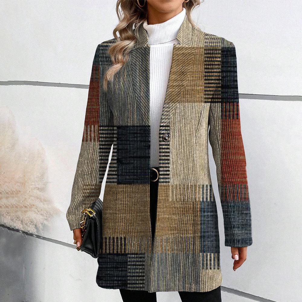 Winter Patchwork Karo Mantel multicolor elegant & warm