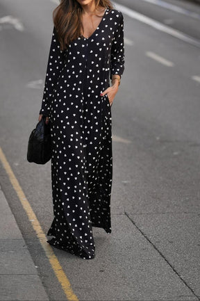 Classy V-Neck Long Sleeve Jumpsuit - Eleganter Herbstslook mit Komfort