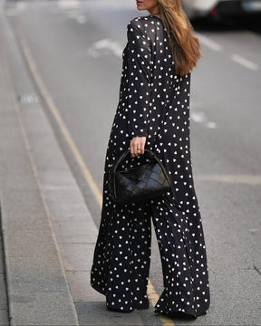 Classy V-Neck Long Sleeve Jumpsuit - Eleganter Herbstslook mit Komfort