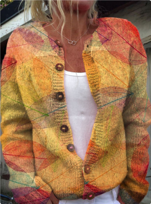 Bunter 3D Herbsts-Cardigan für Alltag und Stil
