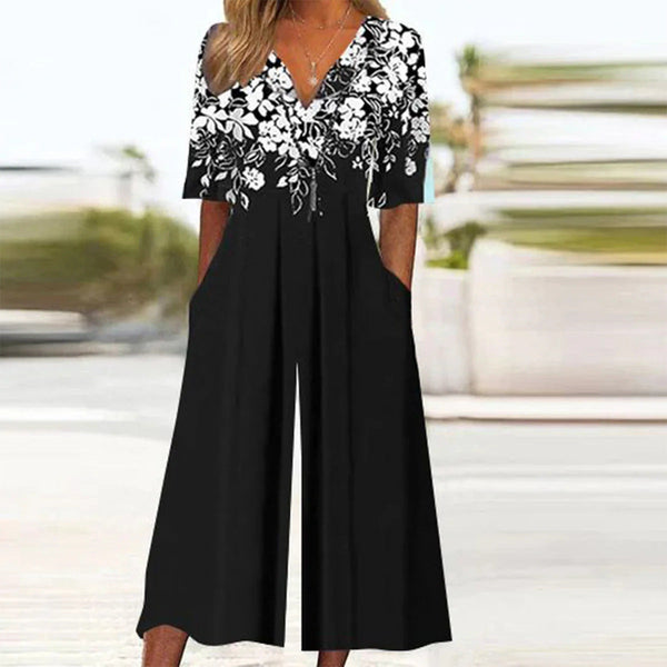 Verspielter Damen Jumpsuit mit 3D-Druck für Herbstsevents