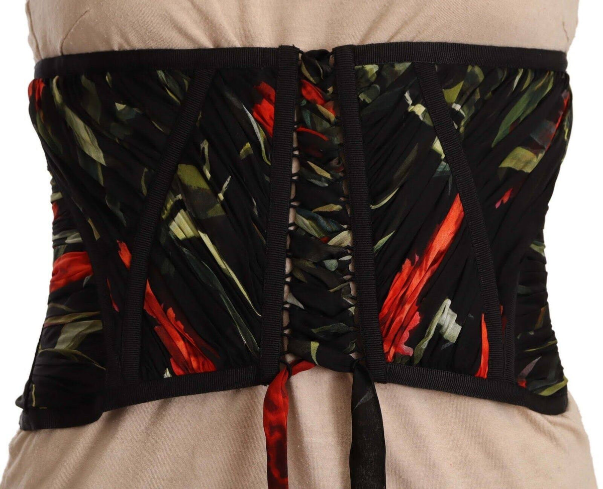 Dolce & Gabbana Schwarzes Korsett Gürtel Stretch Taille Riemen Seide Top