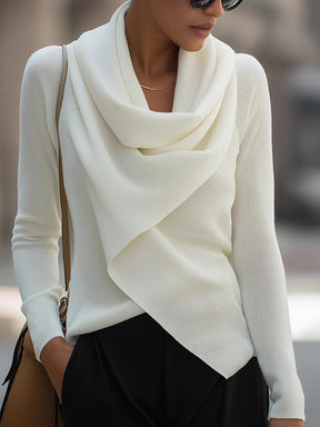 Herbstliches Highlight: Cozy Mock Neck Long Sleeve Sweater in Weiß