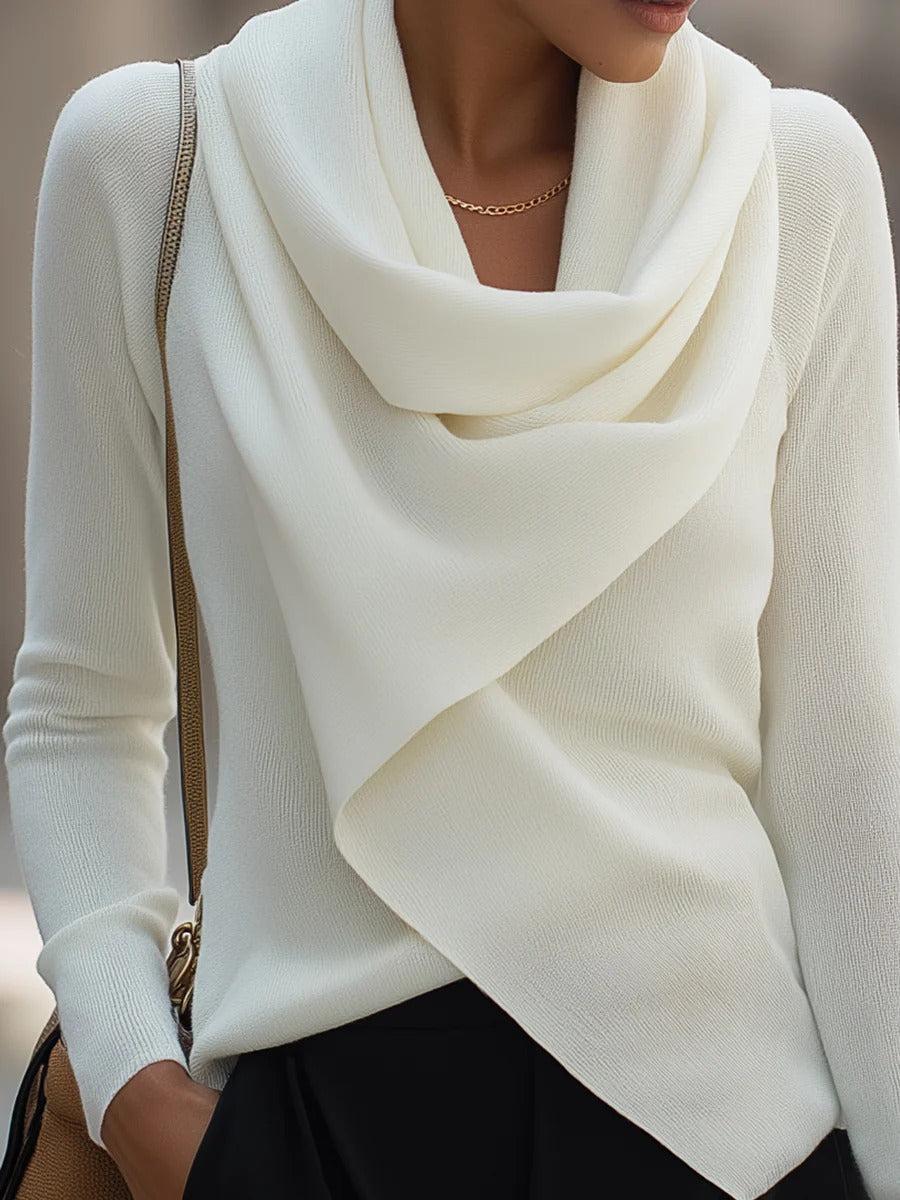 Herbstliches Highlight: Cozy Mock Neck Long Sleeve Sweater in Weiß