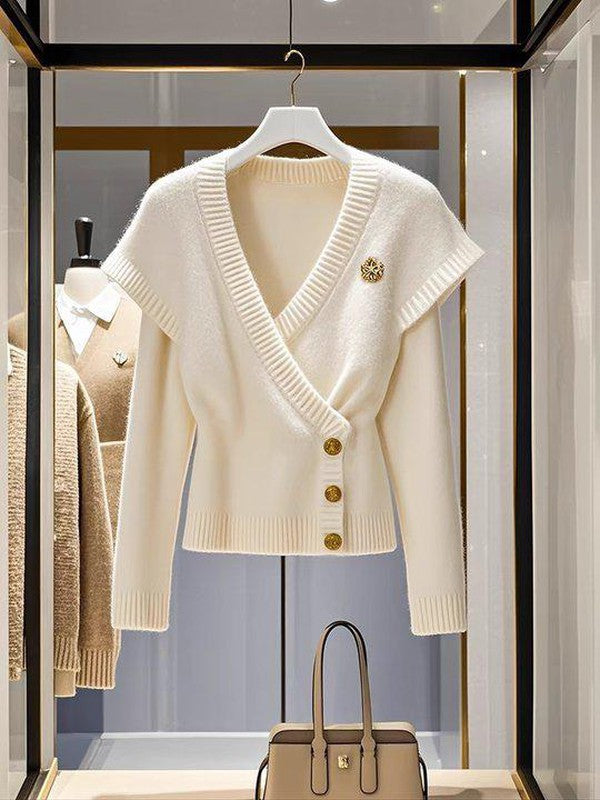 Kuscheliger Cozy White V-Neck Sweater - Perfekt für den Herbst