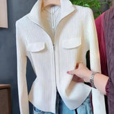 Herbstshafter Basic Plain Long Sleeve Cardigan - Elegant & Komfortabel