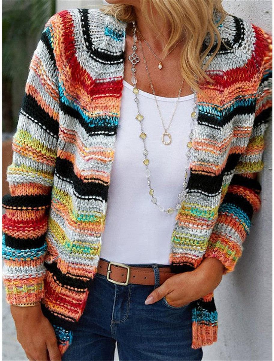 Herbstlicher Showy Striped Cardigan - Stilvoll & Warm durch die Saison