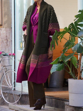 Herbst-Chic Modern Print Long Sleeve Cardigan - Farbenfroher Stil trifft Komfort