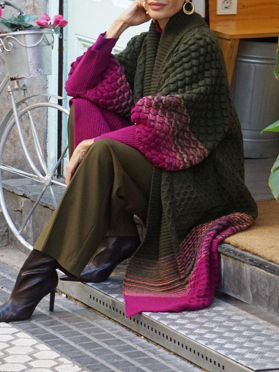 Herbst-Chic Modern Print Long Sleeve Cardigan - Farbenfroher Stil trifft Komfort