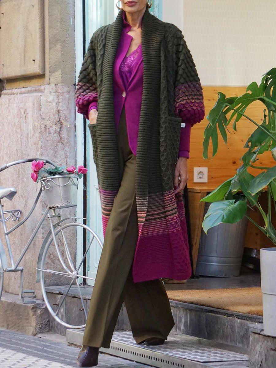 Herbst-Chic Modern Print Long Sleeve Cardigan - Farbenfroher Stil trifft Komfort