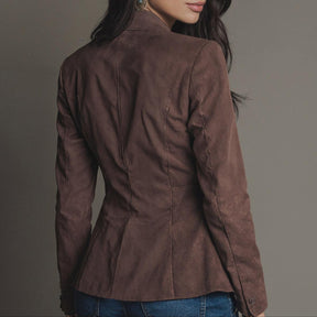 Eleganter Winter Blazer schokobraun tailliert für Damen