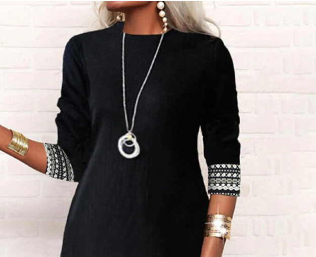 Herbstshaftes Aztec Mini-Kleid mit langen Ärmeln - Chic & Vielseitig kombinierbar