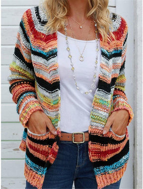 Herbstlicher Showy Striped Cardigan - Stilvoll & Warm durch die Saison