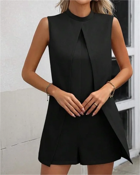Black Plain Sleeveless Jumpsuit - Das vielseitige Herbstsstück mit Stil