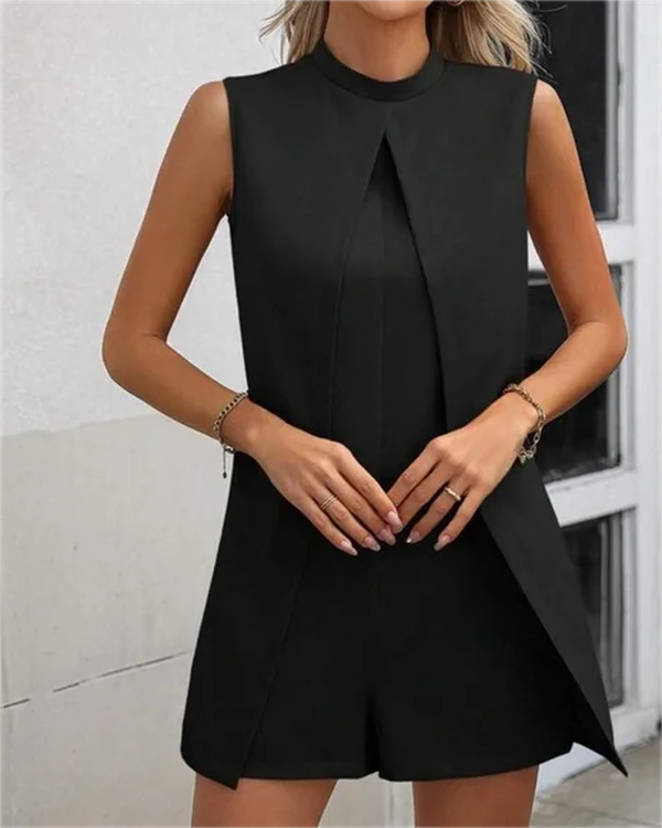 Black Plain Sleeveless Jumpsuit - Das vielseitige Herbstsstück mit Stil