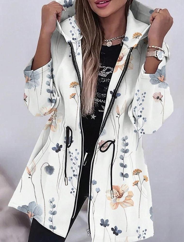Stylish Floral Print Hoodie - Herbstsmode mit Komfort & Stil