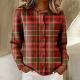 Winterlicher Luxus: Roter Check Long Sleeve Cardigan - Warm, Elegant & Kariert