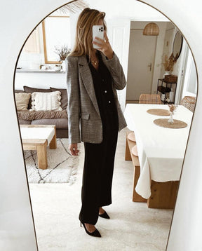 Retro Chic Grauer Langarm-Blazer - Herbstsfavorit für modernen Stil & Komfort