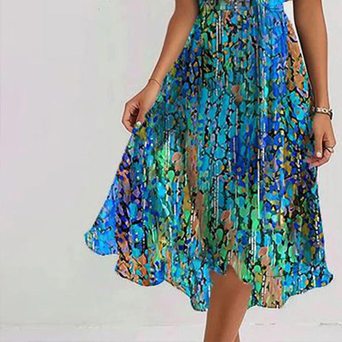 Stilvolles Special Blue Short Sleeve Midi Dress - Perfekt für Herbstsoutfits