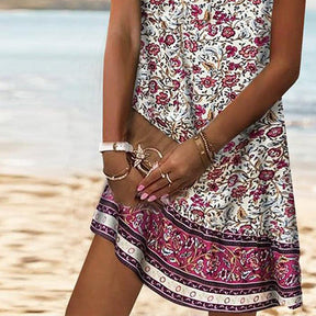 Red Roses Ärmelloses Shift Mini-Kleid - Herbstshafter Rosenprint mit A-Linien-Schnitt